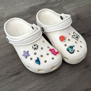 White CROCS with Jibbits